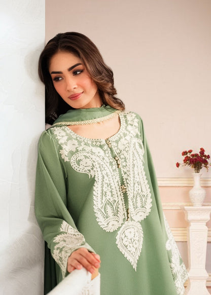 Unstitched 3 Piece Fully Embroidered Lawn Suit With Shiffon Dupatta