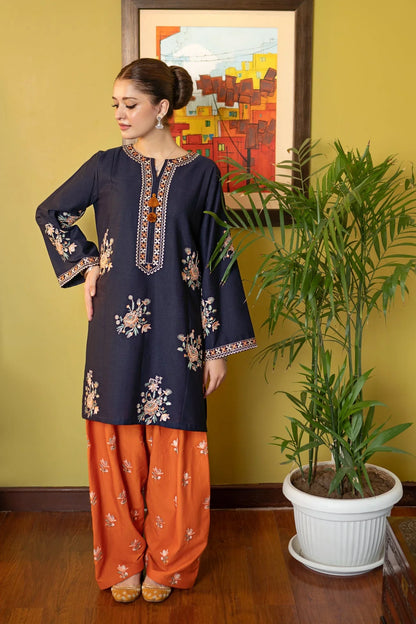Unstitched 2 Piece Embroidered Dhanak Fabric