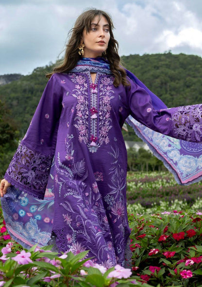 Unstitched 3 Piece Fully Embroidered Lawn Suit With Printed Monar Dupatta