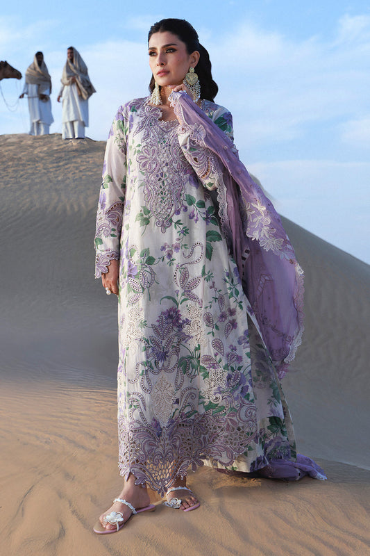 Unstitched 3 Pec Digital Printing & Embroidered Lawn Suit with Embroidered Cotton Net Dupatta