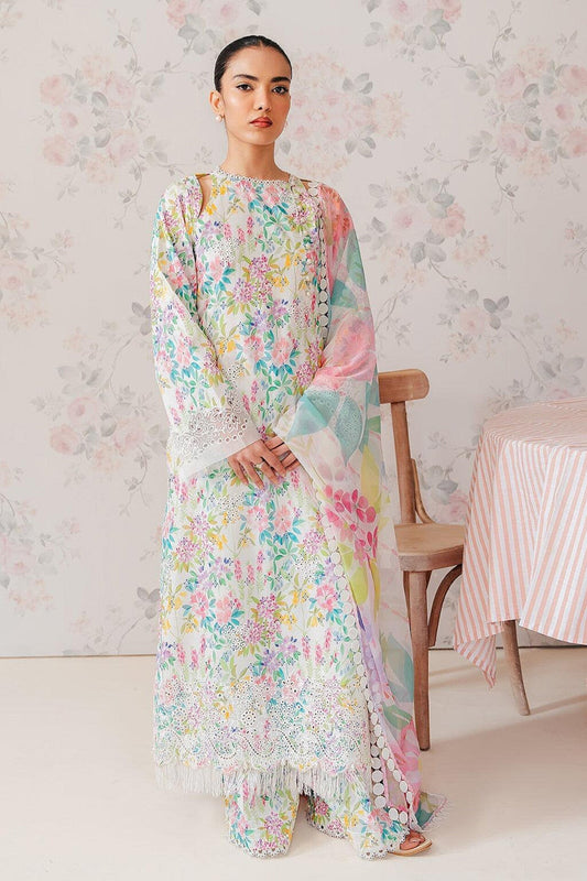 Unstitched 3 Piece Embroidered Dhanak Suit With Printed Khaddar Dupatta