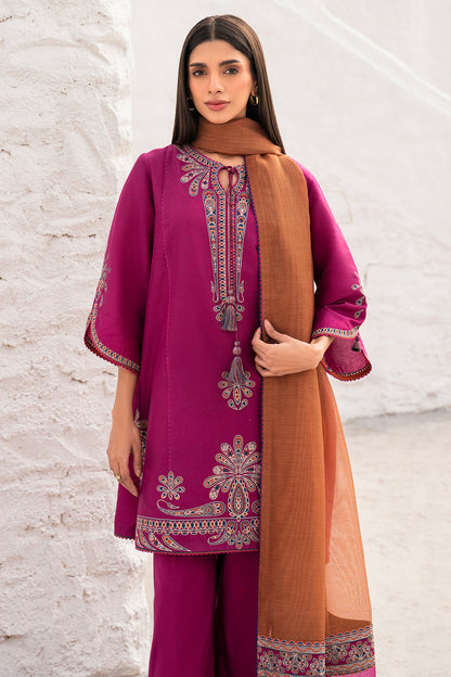 Unstitched 3 Piece Fully Embroidered Lawn Suit With Embroidered Shiffon Dupatta