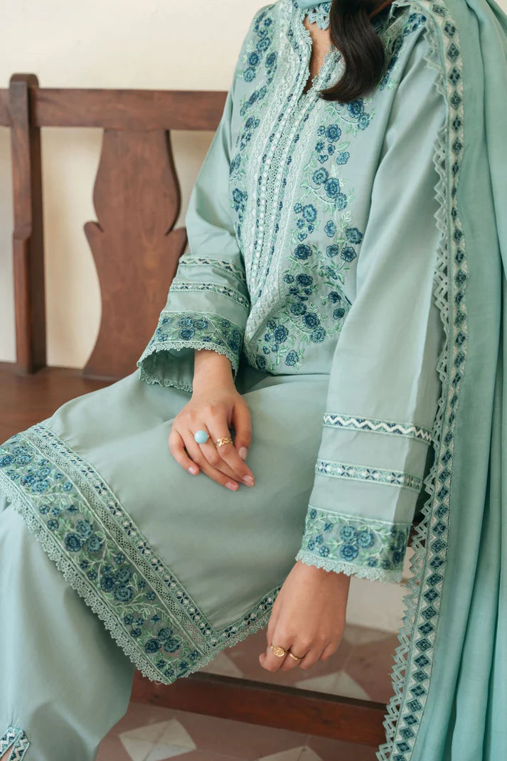Unstitched 3 Pec Fully Embroidered Lawn Suit With Embroidered Lawn Dupatta