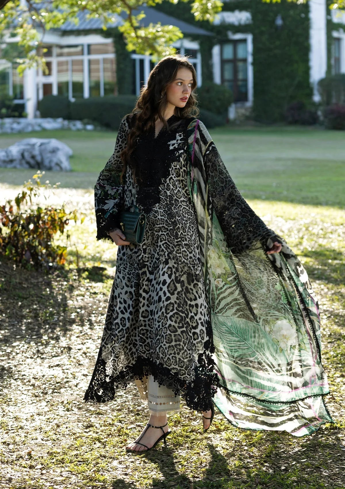 Unstitched 3 Piece Digital Printed Lawn Suit with Printed Lawn Dupatta