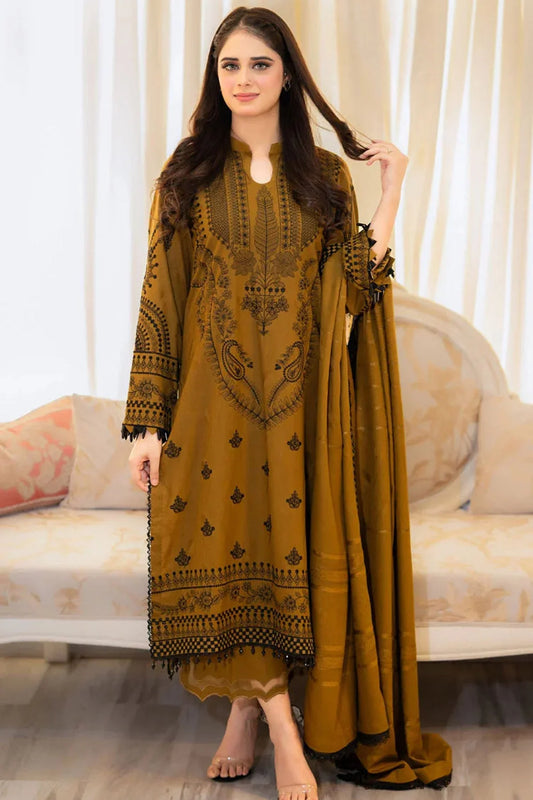 3 Piece Unstitched Fully Embroidered Lawn Fabric With Lawn Embroidered Dupatta