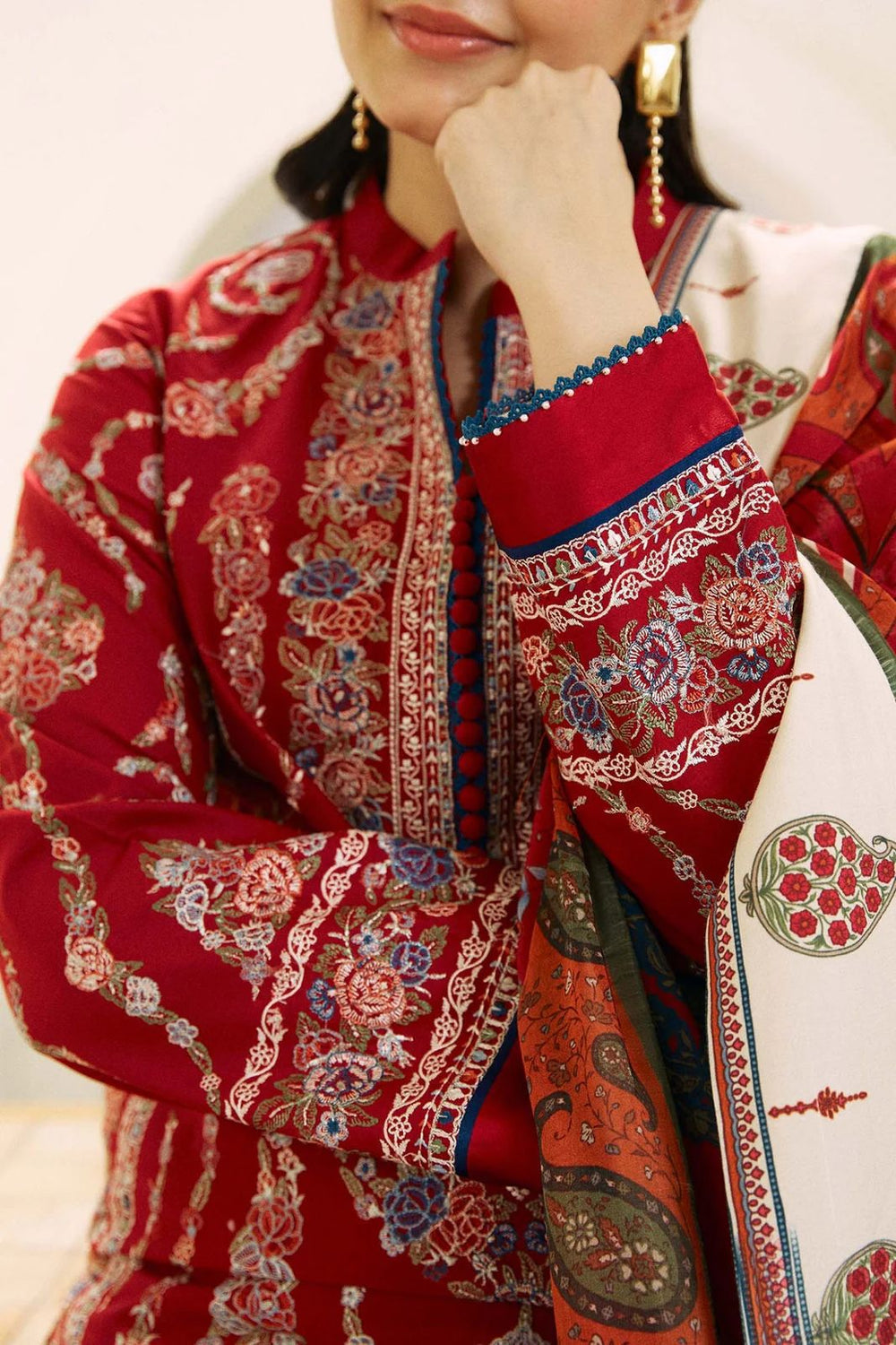 3 PC unstitched embroidered suit